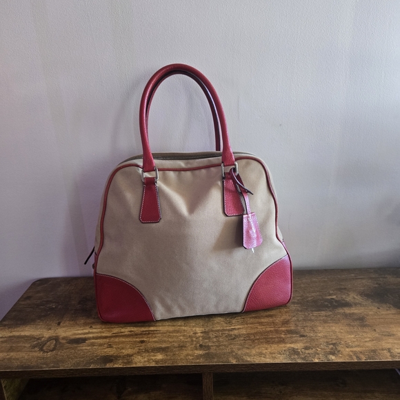 Prada Handbags - Prada Vintage Elegant Red and Cream Women's Handbag